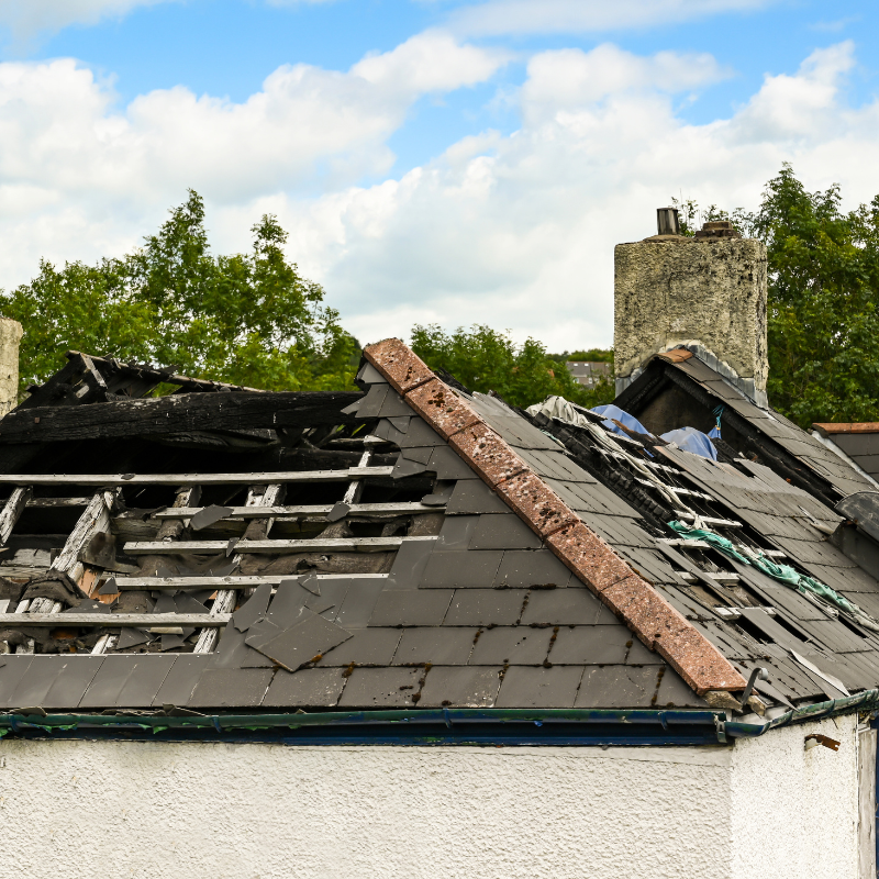 fire damaged roof