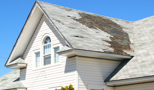 roof with wind damage